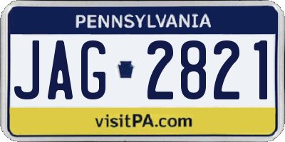 PA license plate JAG2821