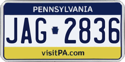 PA license plate JAG2836