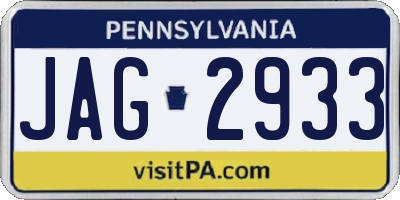 PA license plate JAG2933