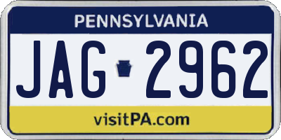 PA license plate JAG2962