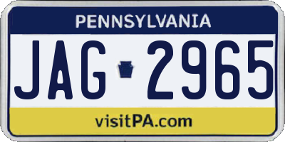 PA license plate JAG2965