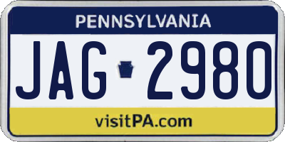 PA license plate JAG2980