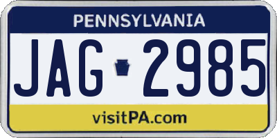 PA license plate JAG2985