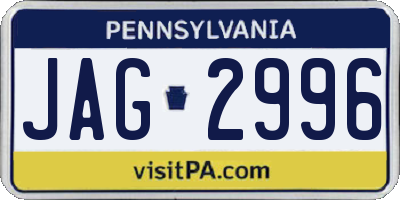 PA license plate JAG2996