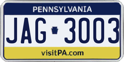 PA license plate JAG3003