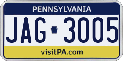 PA license plate JAG3005