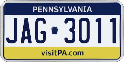 PA license plate JAG3011