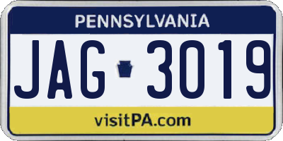 PA license plate JAG3019