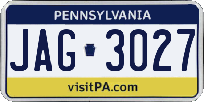 PA license plate JAG3027