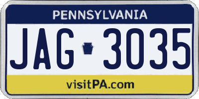 PA license plate JAG3035