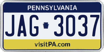 PA license plate JAG3037