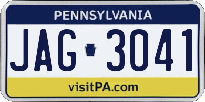 PA license plate JAG3041