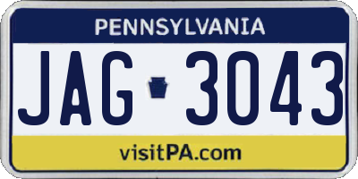 PA license plate JAG3043