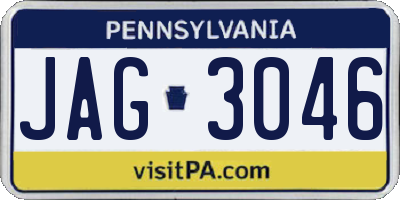 PA license plate JAG3046