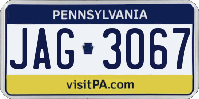 PA license plate JAG3067