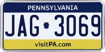 PA license plate JAG3069