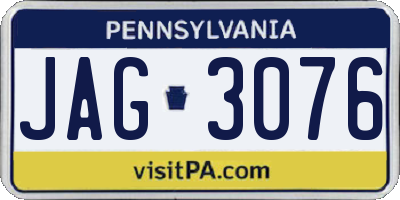 PA license plate JAG3076