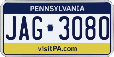 PA license plate JAG3080