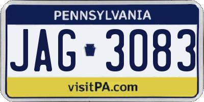 PA license plate JAG3083