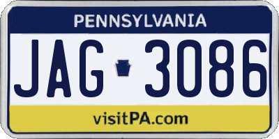 PA license plate JAG3086