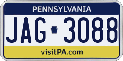 PA license plate JAG3088