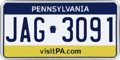 PA license plate JAG3091