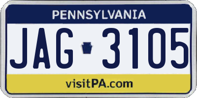 PA license plate JAG3105
