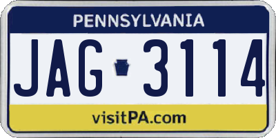PA license plate JAG3114