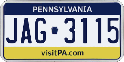 PA license plate JAG3115