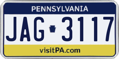 PA license plate JAG3117