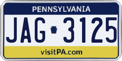 PA license plate JAG3125