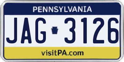 PA license plate JAG3126