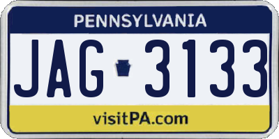 PA license plate JAG3133