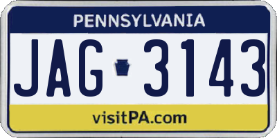 PA license plate JAG3143
