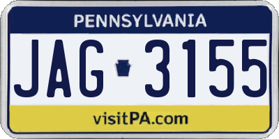 PA license plate JAG3155