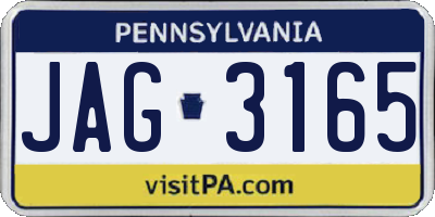 PA license plate JAG3165