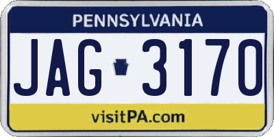 PA license plate JAG3170