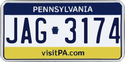 PA license plate JAG3174