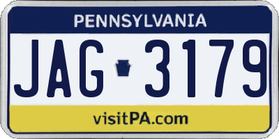PA license plate JAG3179