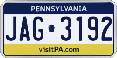 PA license plate JAG3192