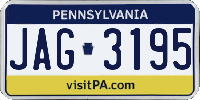 PA license plate JAG3195