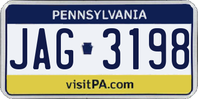 PA license plate JAG3198
