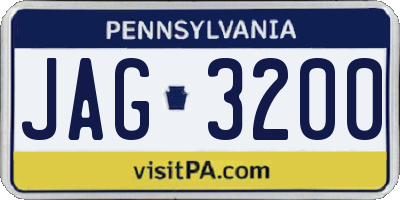 PA license plate JAG3200