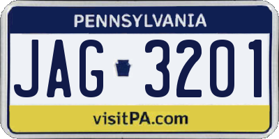 PA license plate JAG3201