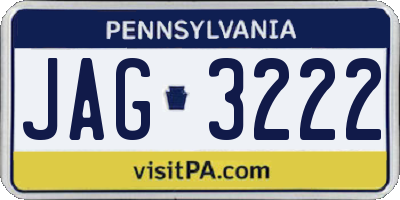 PA license plate JAG3222