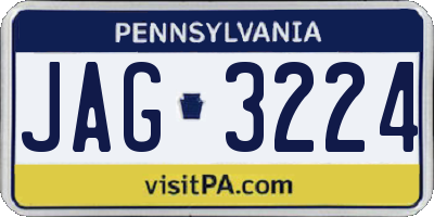 PA license plate JAG3224