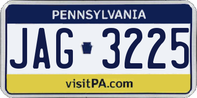 PA license plate JAG3225