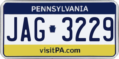 PA license plate JAG3229