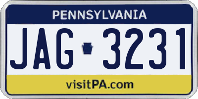 PA license plate JAG3231