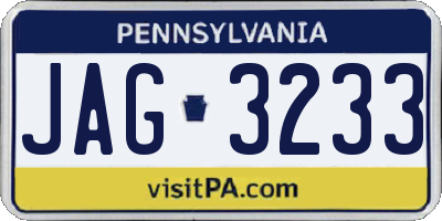 PA license plate JAG3233